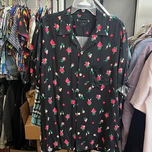 All Saints Black and Red Rose Men's Shirt Anniversary Edition